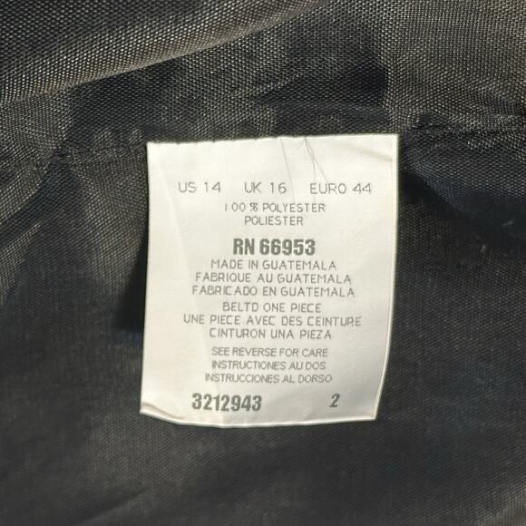 Vintage David Warren Midi Dress Button Up Short Sleeve Black Gold Career Sz 14P - Picture 11 of 12